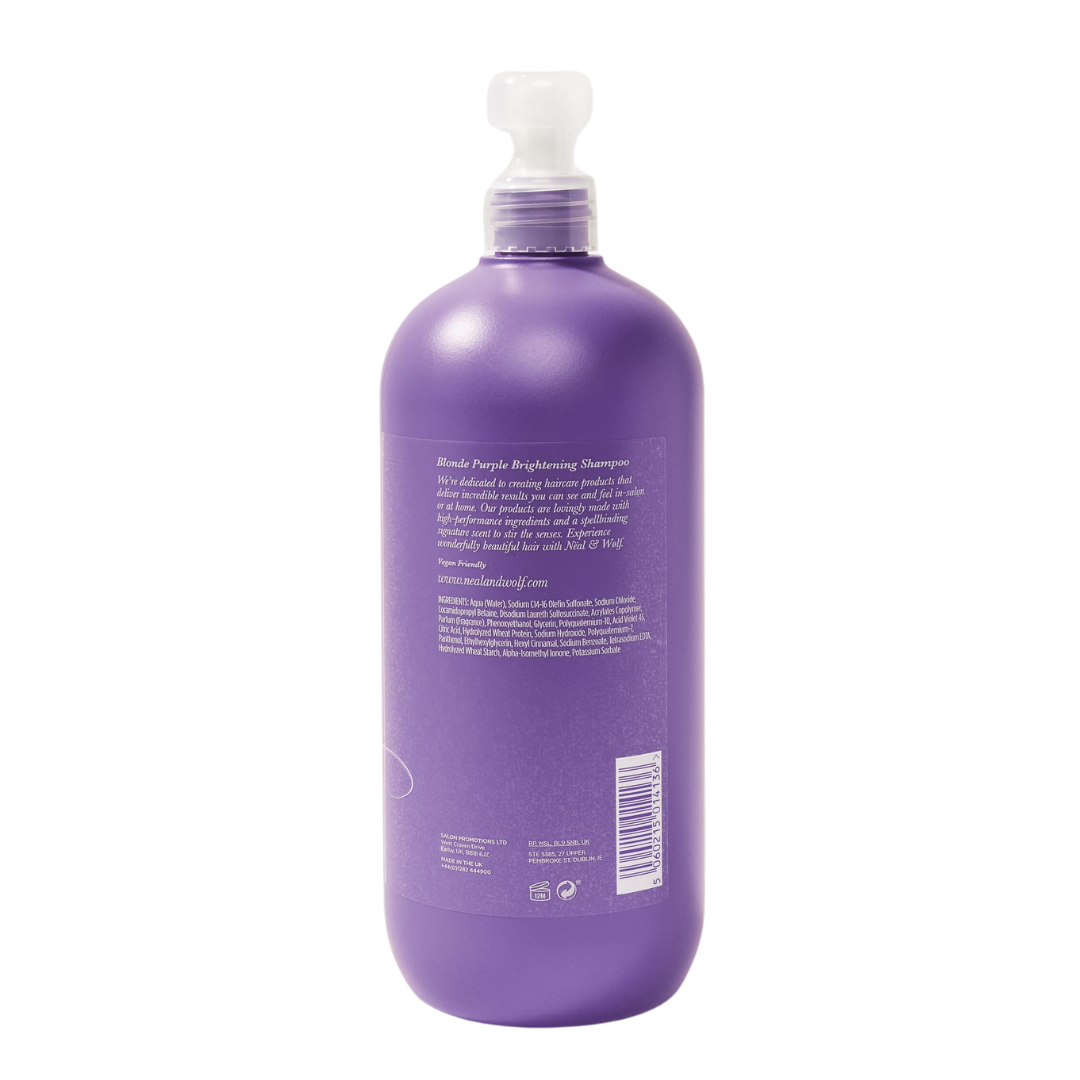 Image of Neal & Wolf Blonde Purple Brightening Shampoo 950ml Back of Bottle