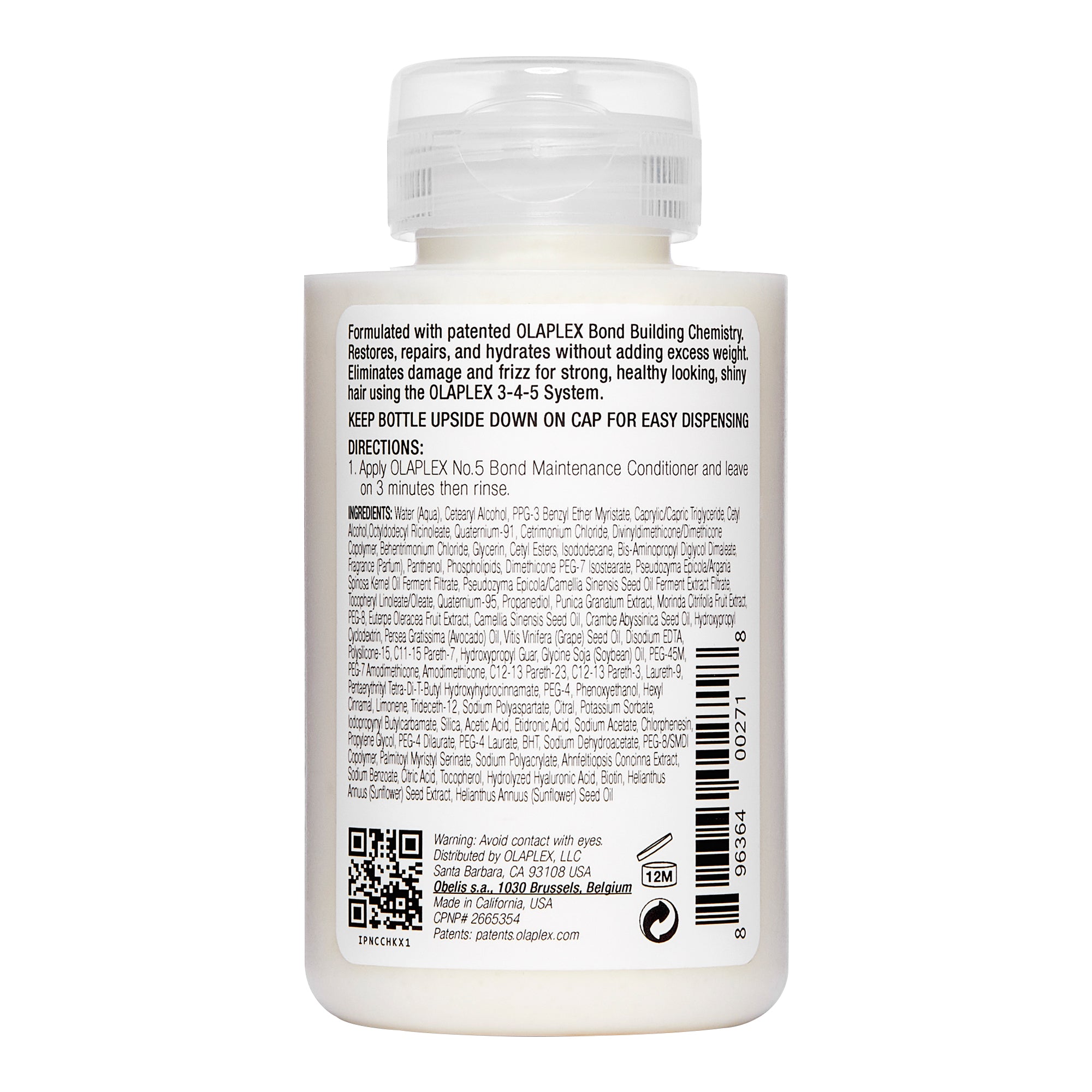Image of back of bottle of Olaplex No.5 Bond Maintenance Conditioner 100ml