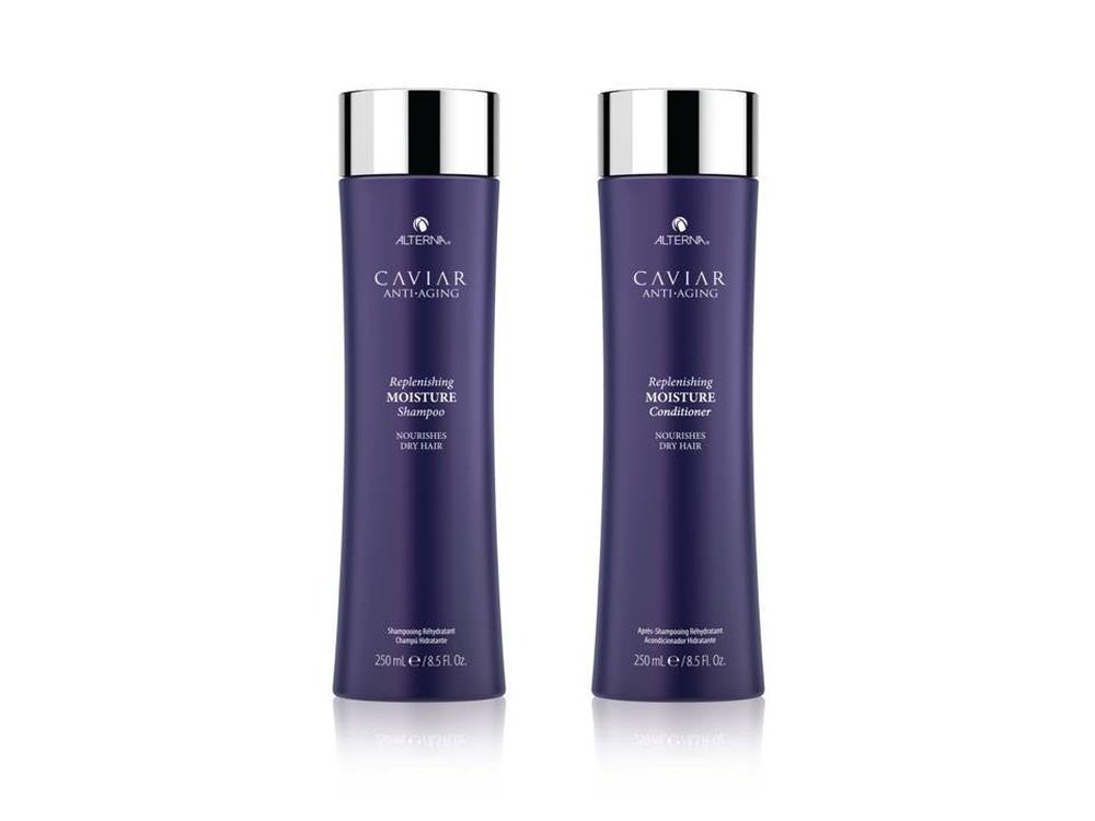 Alterna Caviar Haircare replenishing moisture shampoo replenishing moisture conditioner Born Hair Care